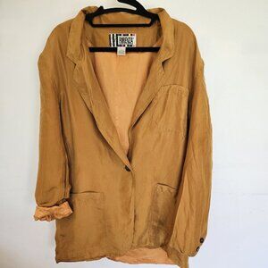 Vintage Forenza 90s Silk Blazer Women’s L Golden Long Line Jacket Old Money